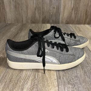 PUMA VIKKY V2 GLITZ Youth US Size 5 Gray Silver Black Sneaker Shoes 370624-01